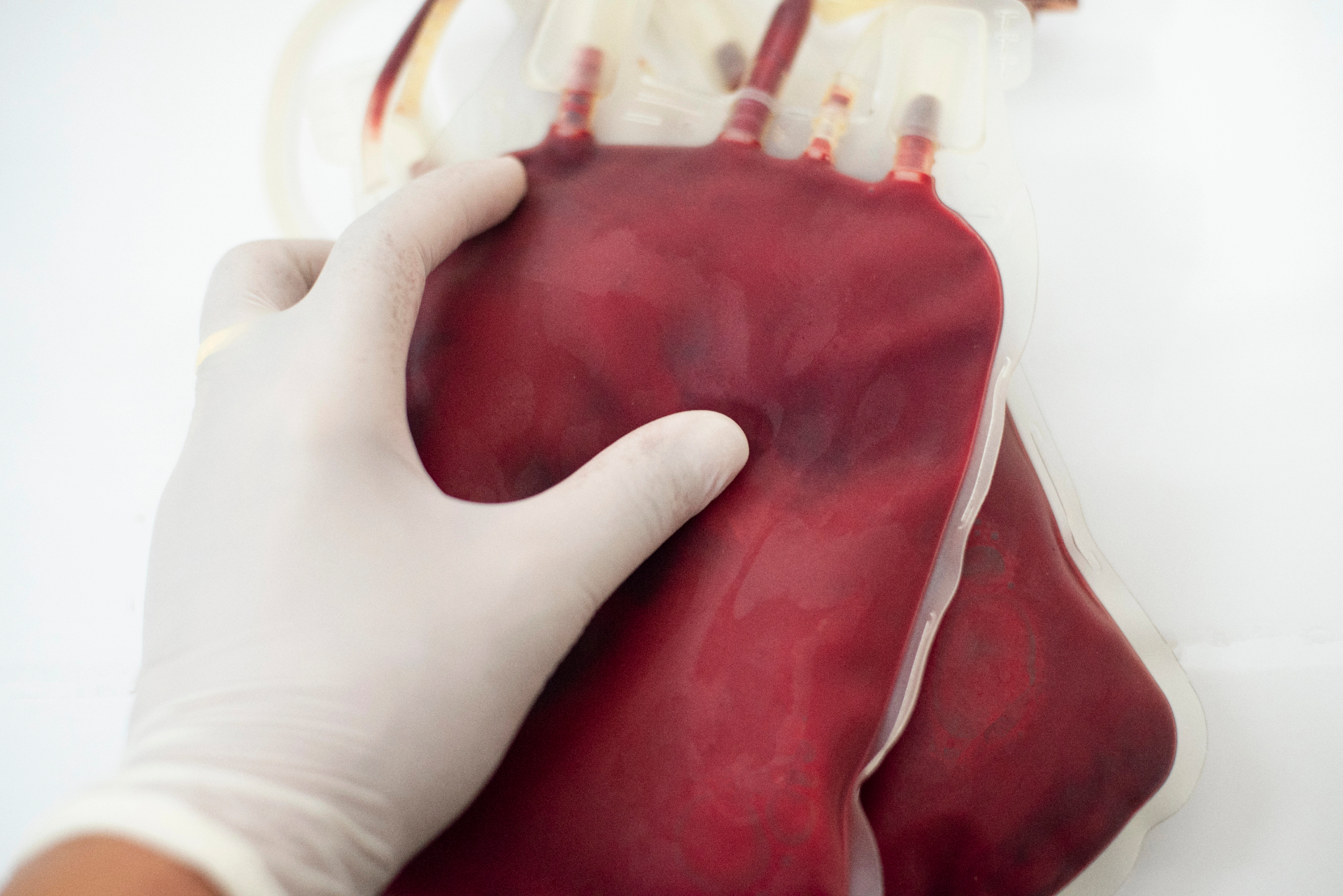 Research storage bag handled with sterile glove